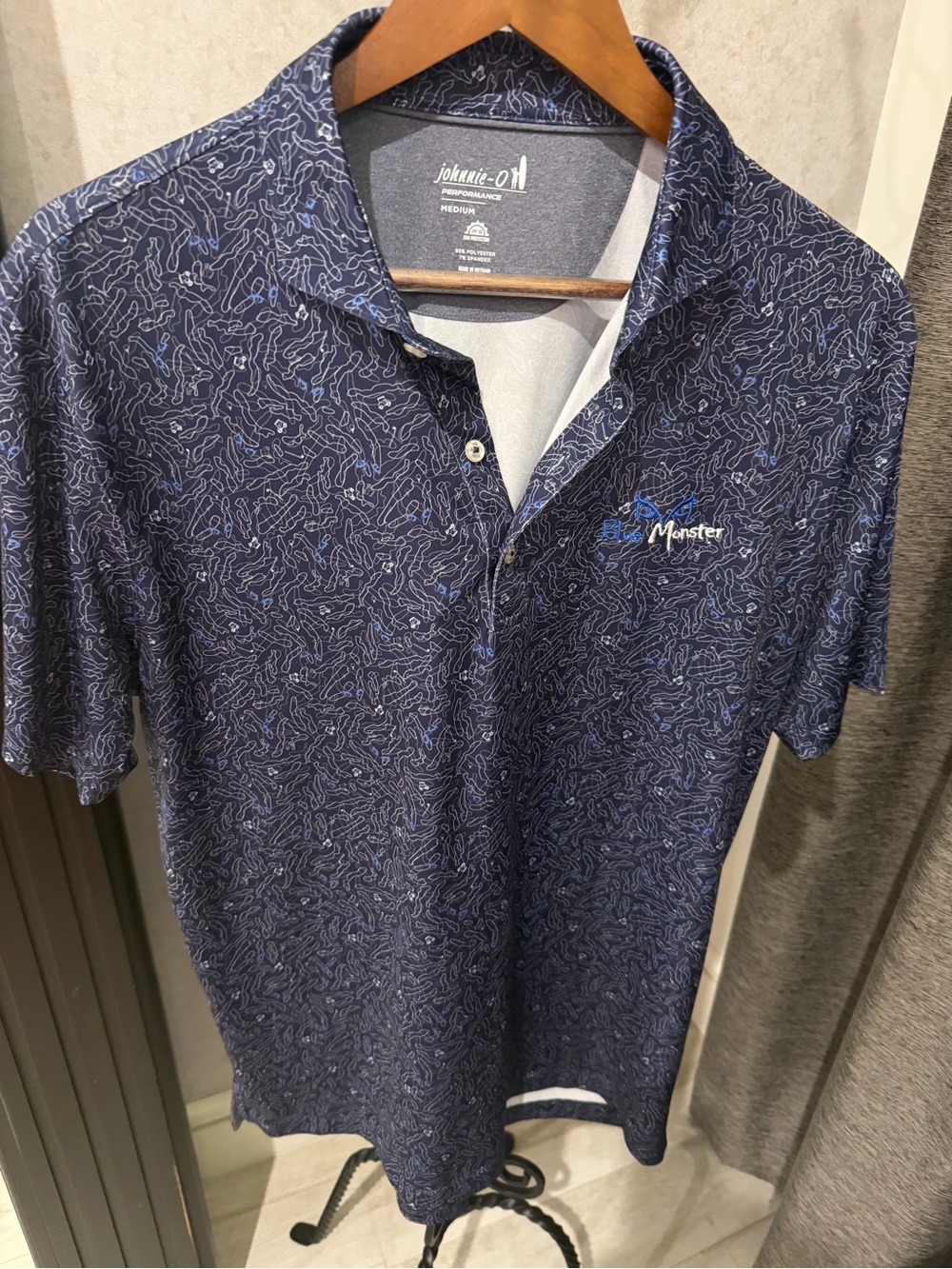 Johnnie-O Men's Navy Blue Monster Golf Printed Polo Shirt